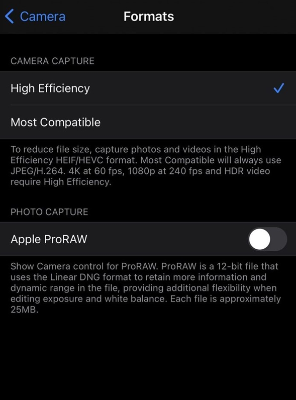 姑苏苹果手机维修分享如何为 iPhone 12 Pro/Max 启用 ProRAW 照片格式 